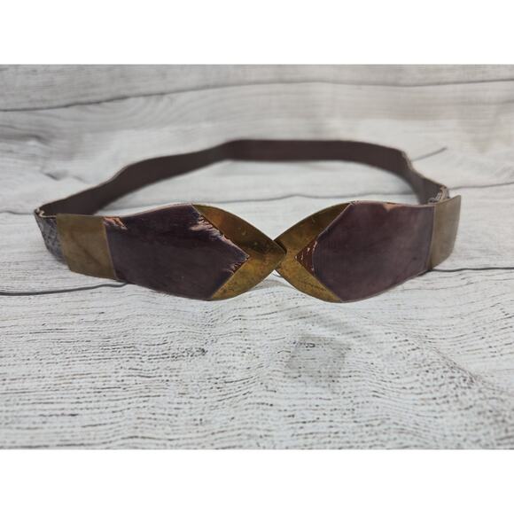 Vtg Brutalist Bonnie Boynton Brass Belt Faux Snakeskin main image 6